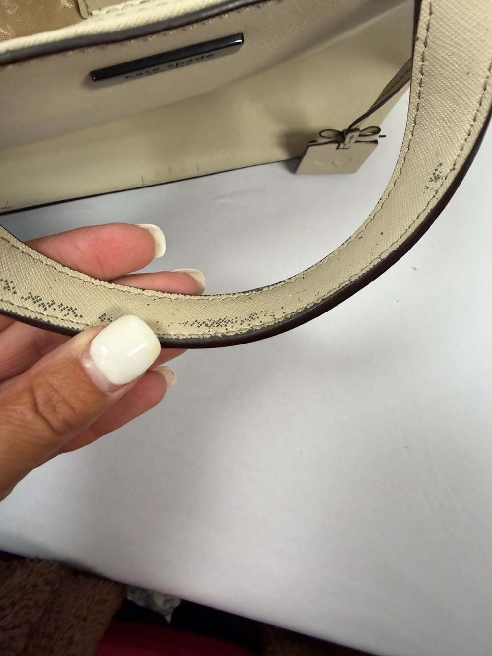 Kate Spade New York Newbury Lane Saffiano Leather Tote Handbag Cream - Picture 8 of 10